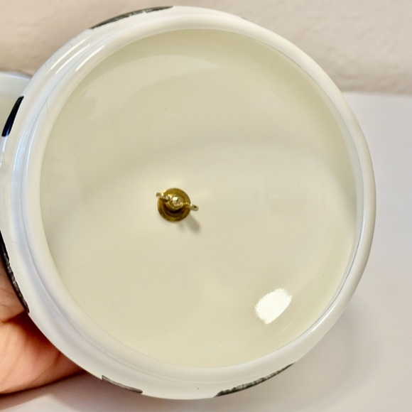 Checkered Ceramic Jar with Red Accent - Picture 8 of 10